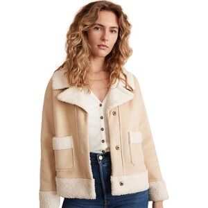 Marine Layer Quebec Faux Suede & Faux Shearling Jacket - Tortoise Shell/…
